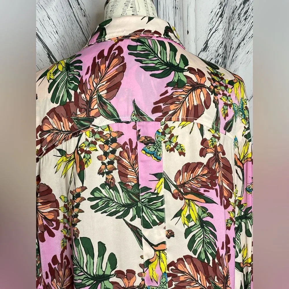 Free People Under The Palms Button Down long Shirt M